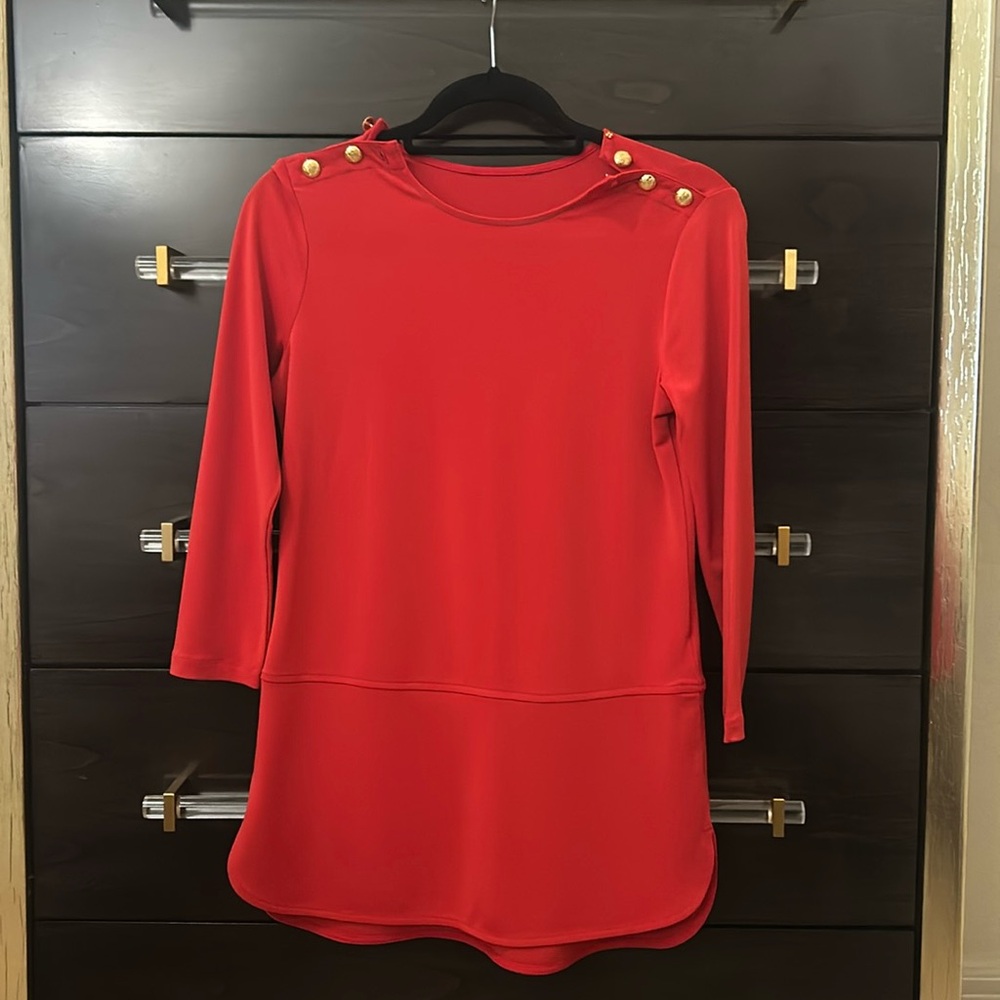 Ralph Lauren Red Blouse with Gold Buttons